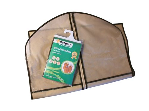 Чехол для одежды Paterra с молнией, 61×102 см, спанбонд, кофейный с прозрачной вставкой от производителя в Кирове