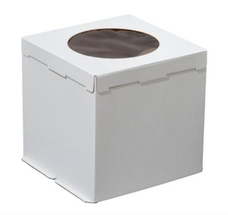коробка бум. д/торта 300х300х300 с круглым окном/50 шт