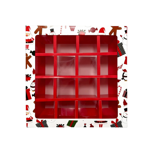 коробка бум. 177х177х38 Дед мороз, снеговики