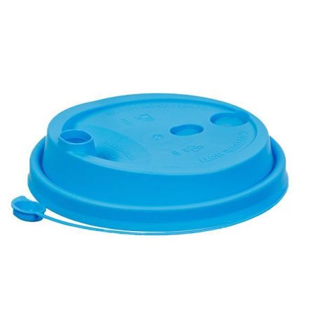 крышка д/стакана 250мл d=80мм голубая с питейником ПП *