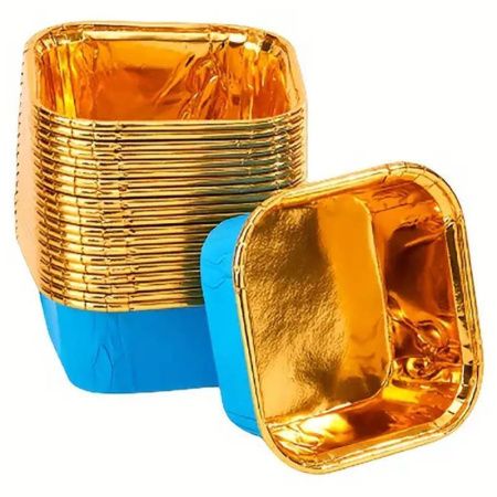 форма бум. Маффин 65х65 h=35мм голубая-золотая