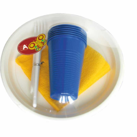 набор Пикник ДК синий стакан + желтая салфетка