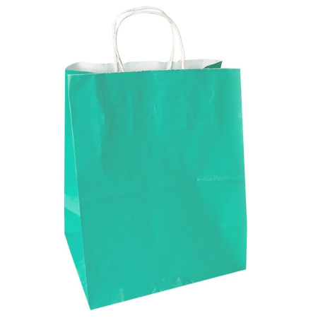 сумка бум. крафт 28х24х14 с круч. ручками Зеленый лазурный *